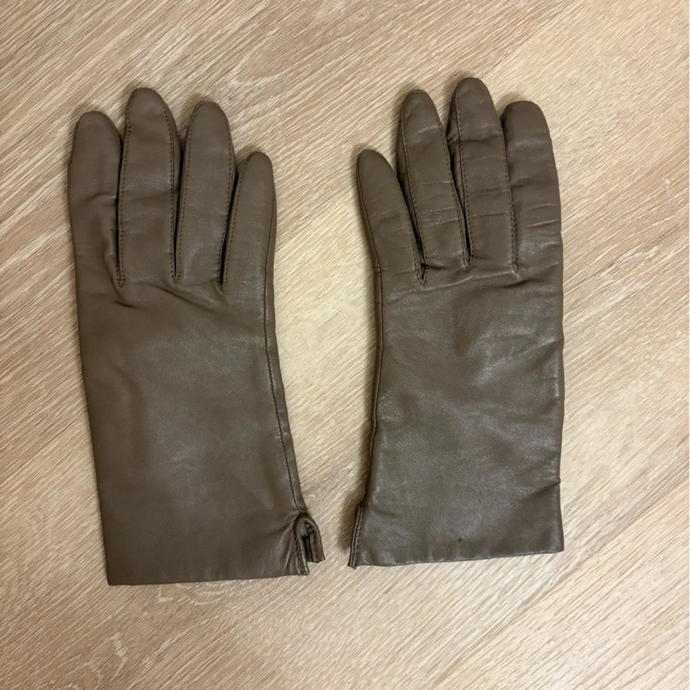 Vintage Fownes Brown Genuine Leather Lined Gloves Women’s 7.5